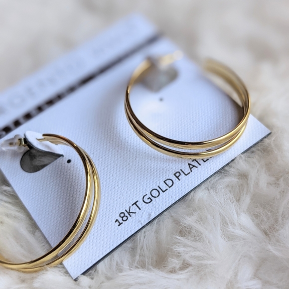 ARGENTO VIVO 18KT Gold Plated Hoops Earrings - Picture 2 of 2